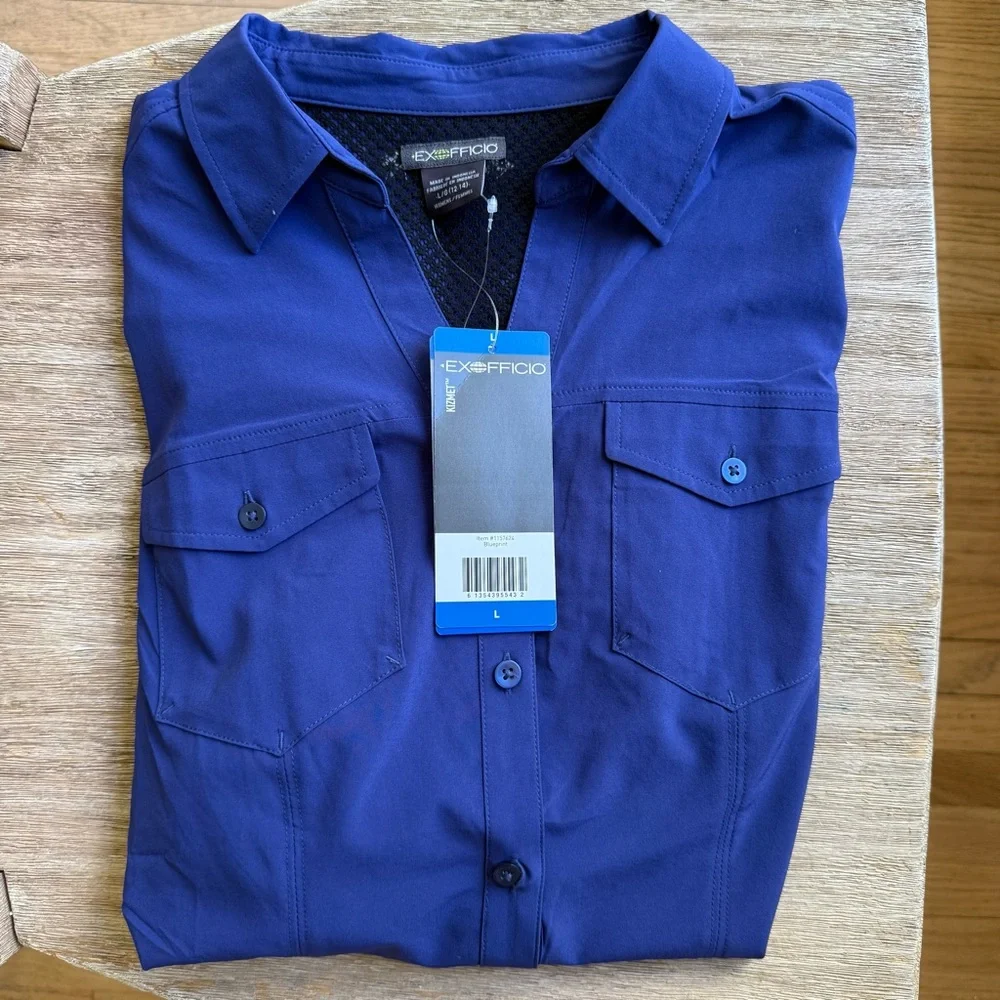 ExOfficio Kizmet Button Down Shirt – Royal Blue – Size Large – NWT - Picture 4 of 4
